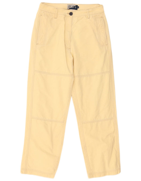 Pantaloni chino vintage da donna a vita alta IT 44 medi W30 L28 gialli