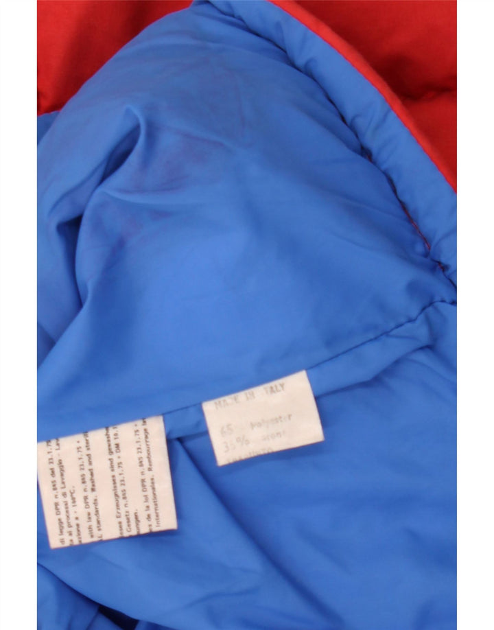 Giacca imbottita con cappuccio vintage da uomo IT 46 Small Poliestere color block rosso