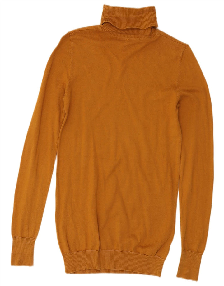Maglione maglione a collo alto da donna Benetton UK 8 piccolo giallo