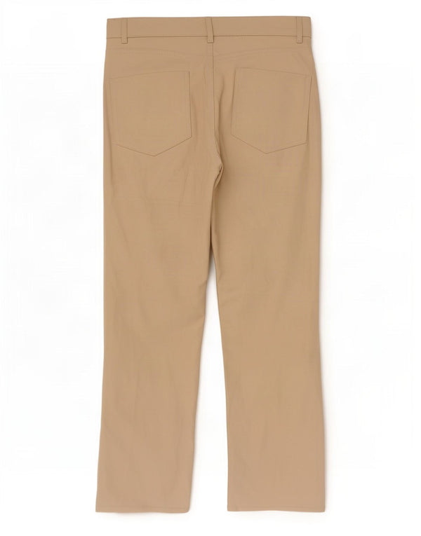 Zara Womens Crop Straight Faux Leather Trousers EU 36 XS W26 L25 Beige