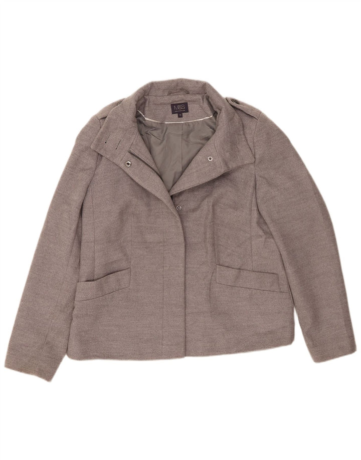 Giacca blazer militare corta da donna Marks & Spencer UK 12 Grigio medio