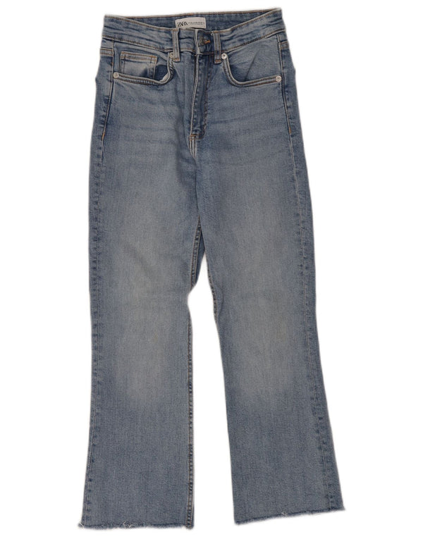 Jeans corti da donna Zara a vita alta con taglio bootcut EU 36 XS W26 L24 Blu