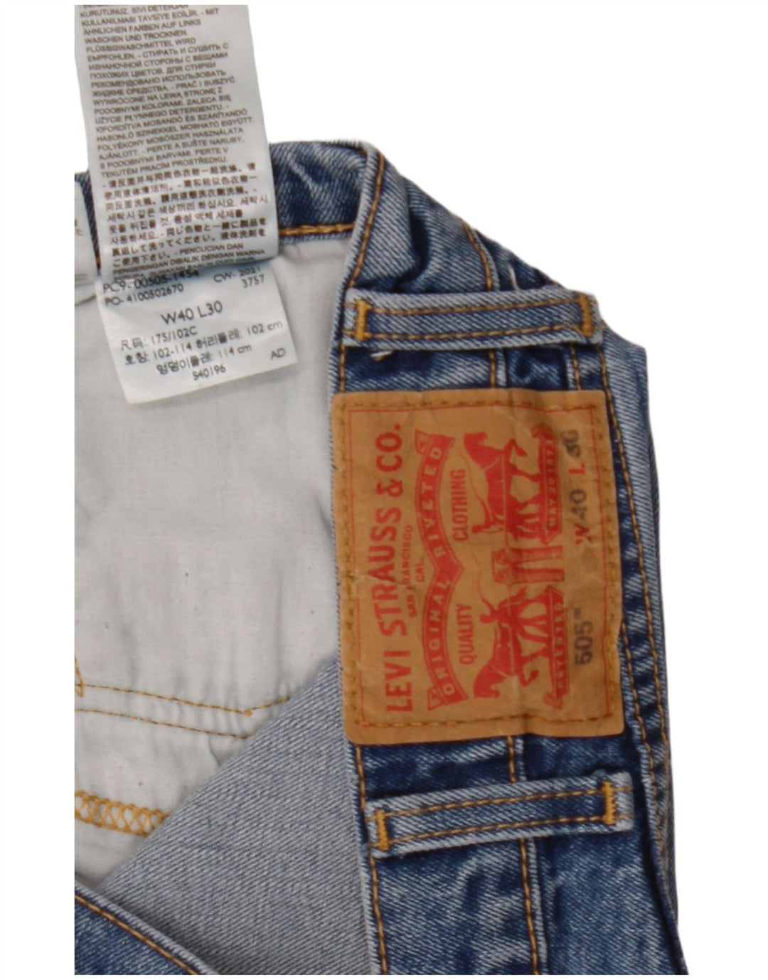 Levi's Uomo 505 Jeans dritti W40 L30 Cotone Blu