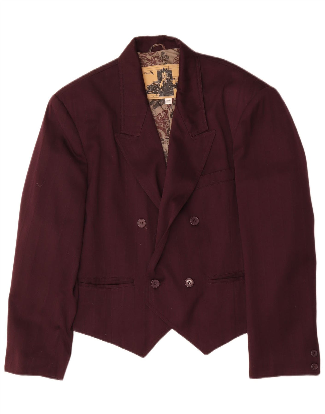 Giacca blazer doppiopetto vintage da donna IT 46 grande poliestere bordeaux