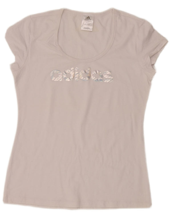 T-shirt grafica da donna Adidas Top UK 18 XL cotone bianco