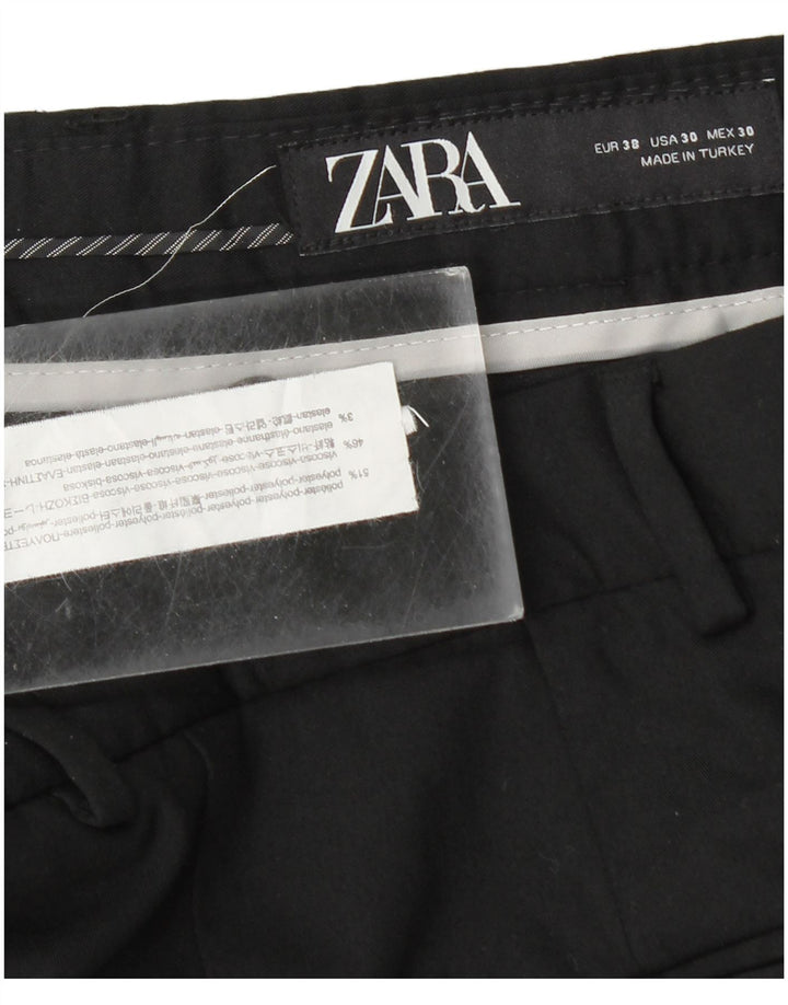 Pantaloni chino slim da uomo Zara EU 38 Small W30 L32 poliestere nero