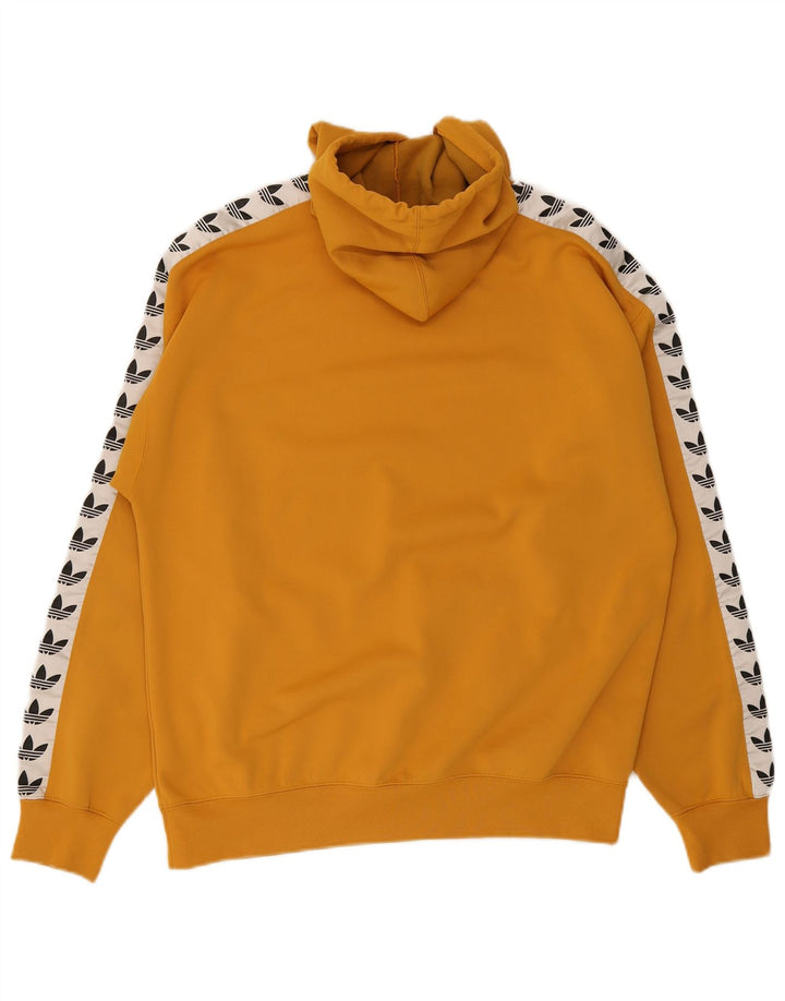 Felpa con cappuccio grafica da uomo Adidas, poliestere color block medio giallo