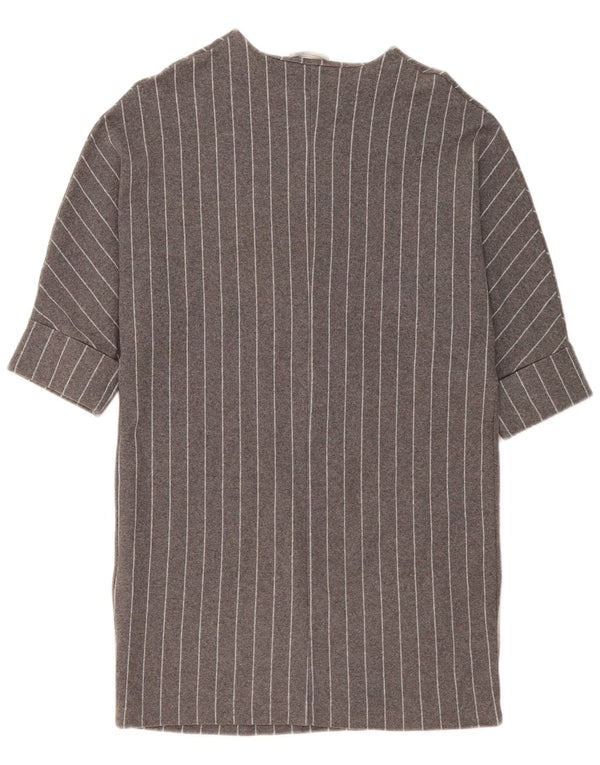 Abito da tenda oversize con maniche a 3/4 Zara da donna UK 10 piccolo in cotone a righe grigie