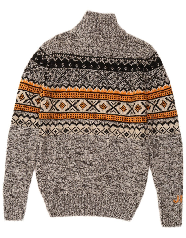 Maglione da uomo con zip e collo Superdry Small Grey Fair Isle acrilico