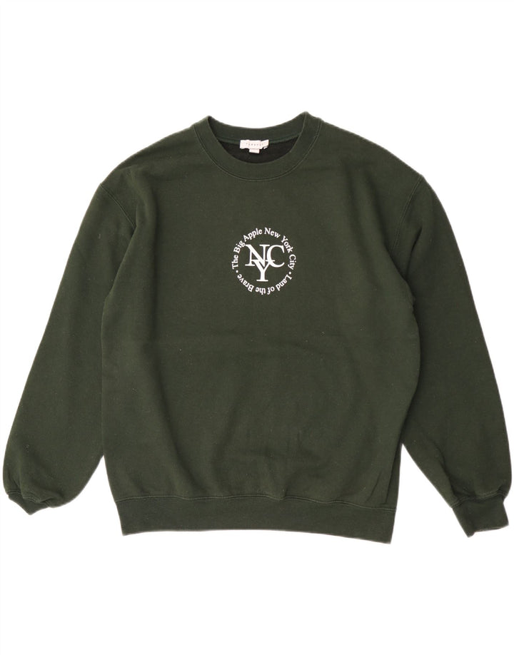 Topshop Felpa grafica da donna Maglione UK 14 Verde medio