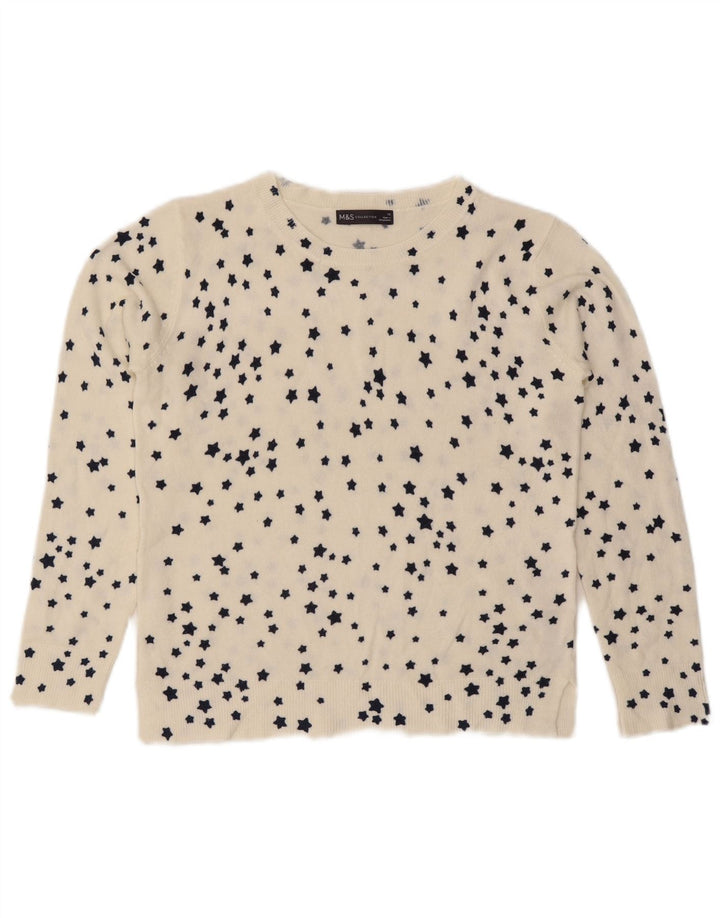 Maglione maglione con scollo a barca da donna Marks & Spencer UK 10 piccolo bianco
