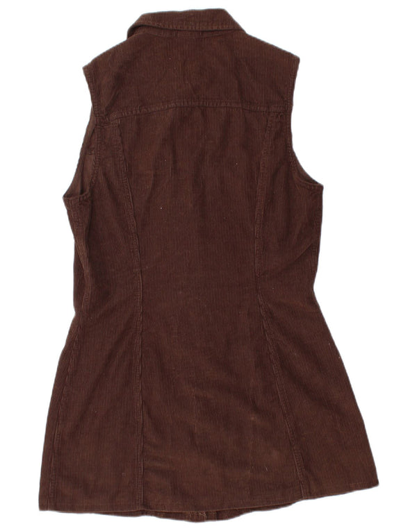 Abito camicia da donna in velluto a coste senza maniche Benetton UK 12 Marrone medio