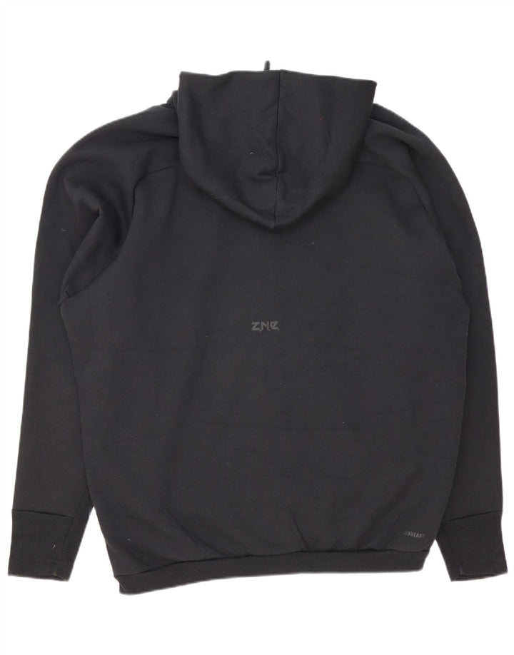 Maglione con cappuccio e zip Adidas da uomo grande in cotone nero