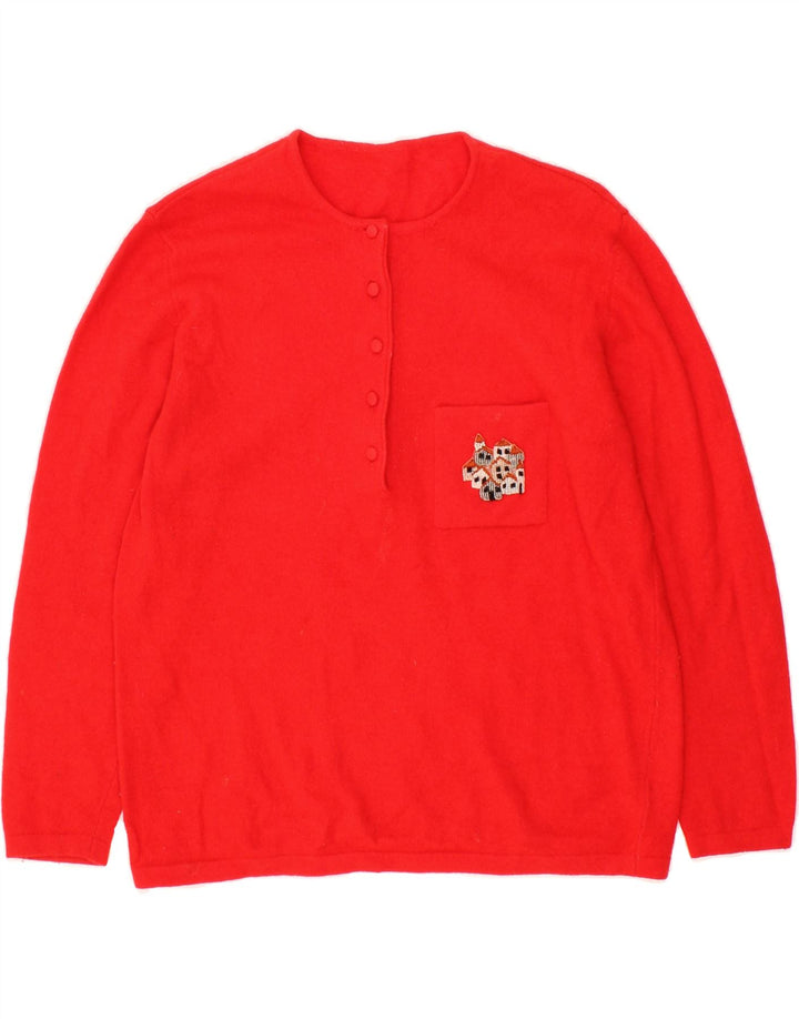 VINTAGE Womens Crew Neck Jumper Sweater UK 16 Large Red Wool Vintage Vintage and Second-Hand Vintage from Messina Hembry 
