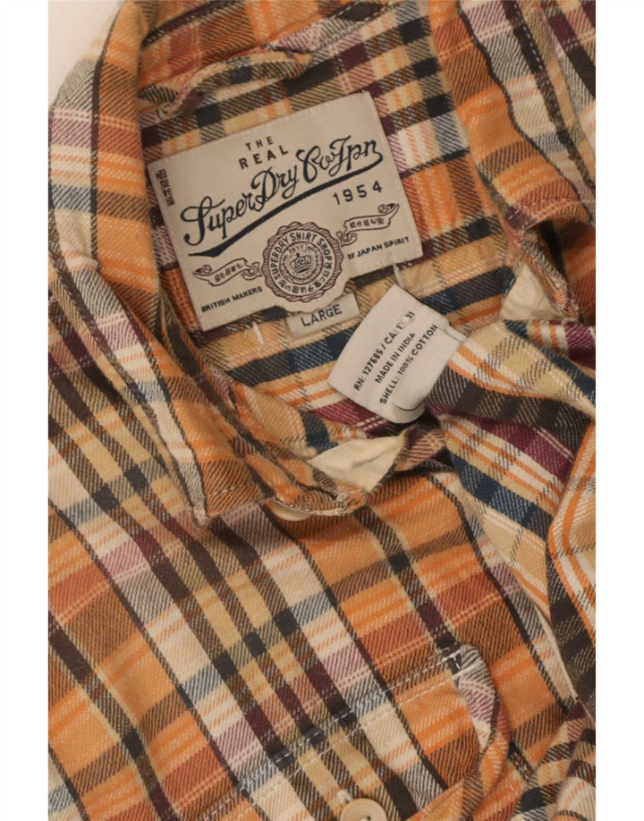 Camicia da uomo in flanella Superdry, cotone a quadri multicolore grande