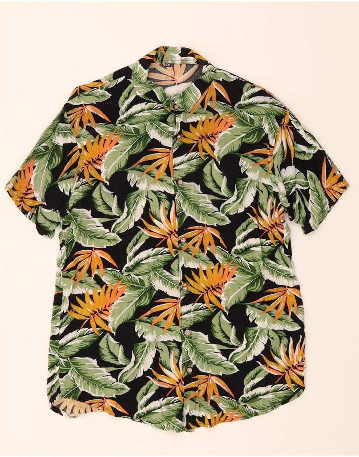 VINTAGE Mens Abstract Pattern Short Sleeve Shirt 2XL Black Vintage Vintage and Second-Hand Vintage from Messina Hembry 