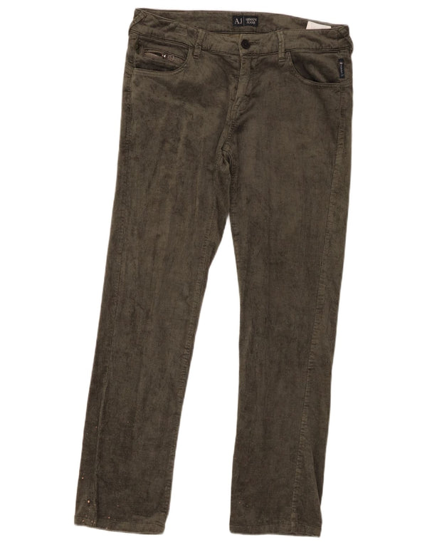Pantaloni slim da donna in velluto a coste Armani W30 L29 cotone kaki