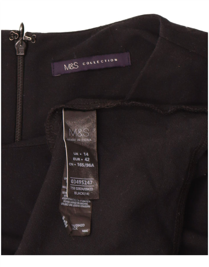 Abito a trapezio a maniche lunghe da donna Marks & Spencer UK 14 grande poliestere nero