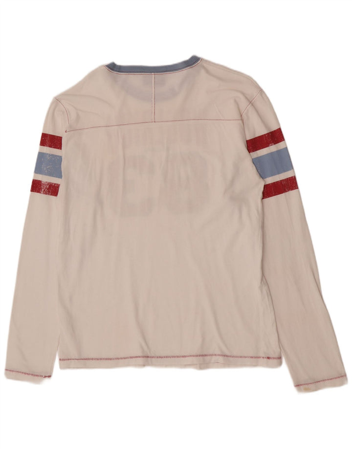 Woolrich Top grafico da uomo a maniche lunghe in cotone bianco grande
