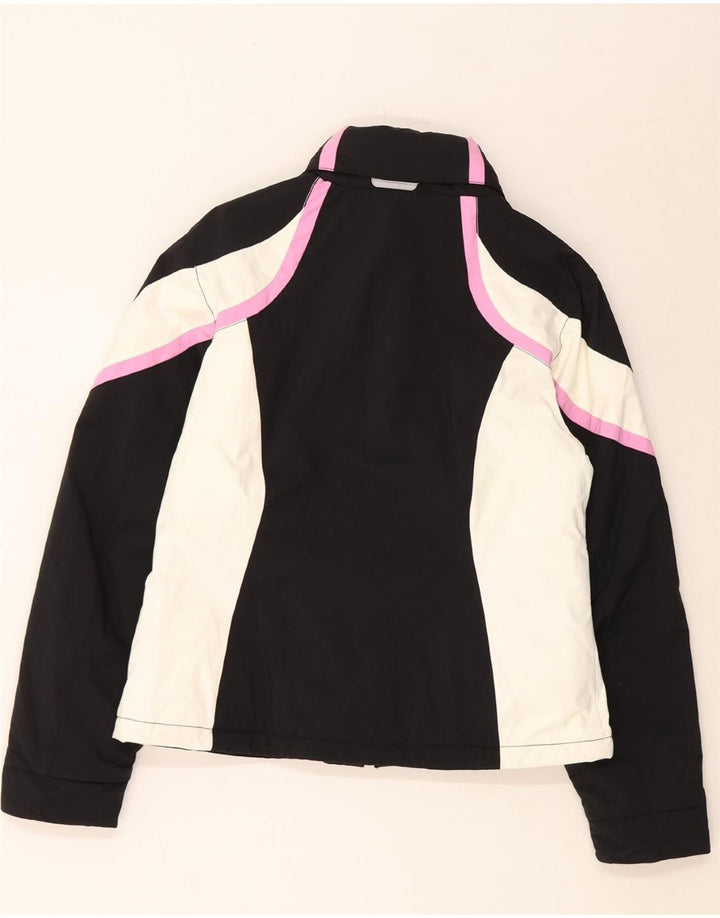 FILA Womens Hooded Windbreaker Jacket UK 14 Large Black Colourblock