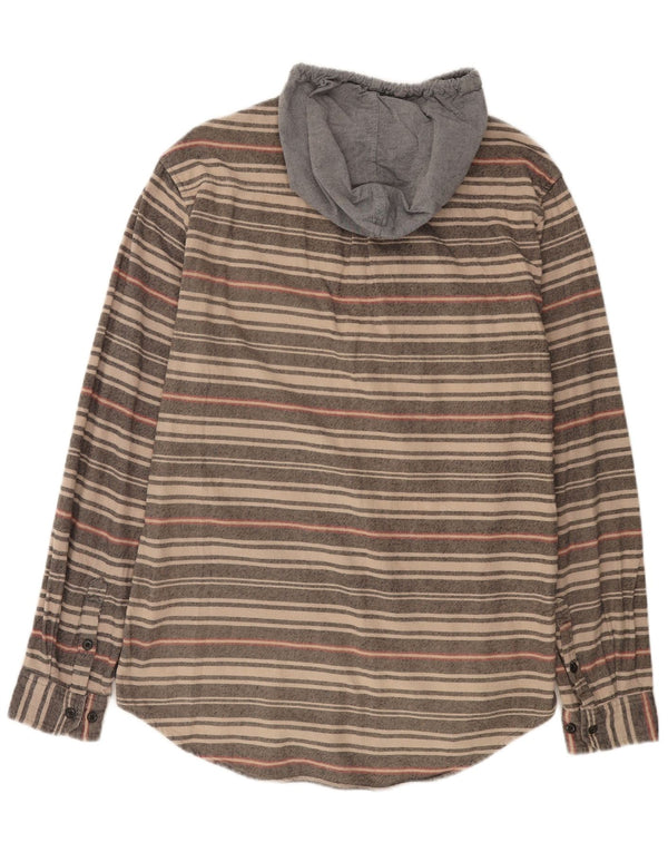 Camicia da uomo con cappuccio Billabong, cotone a righe larghe beige
