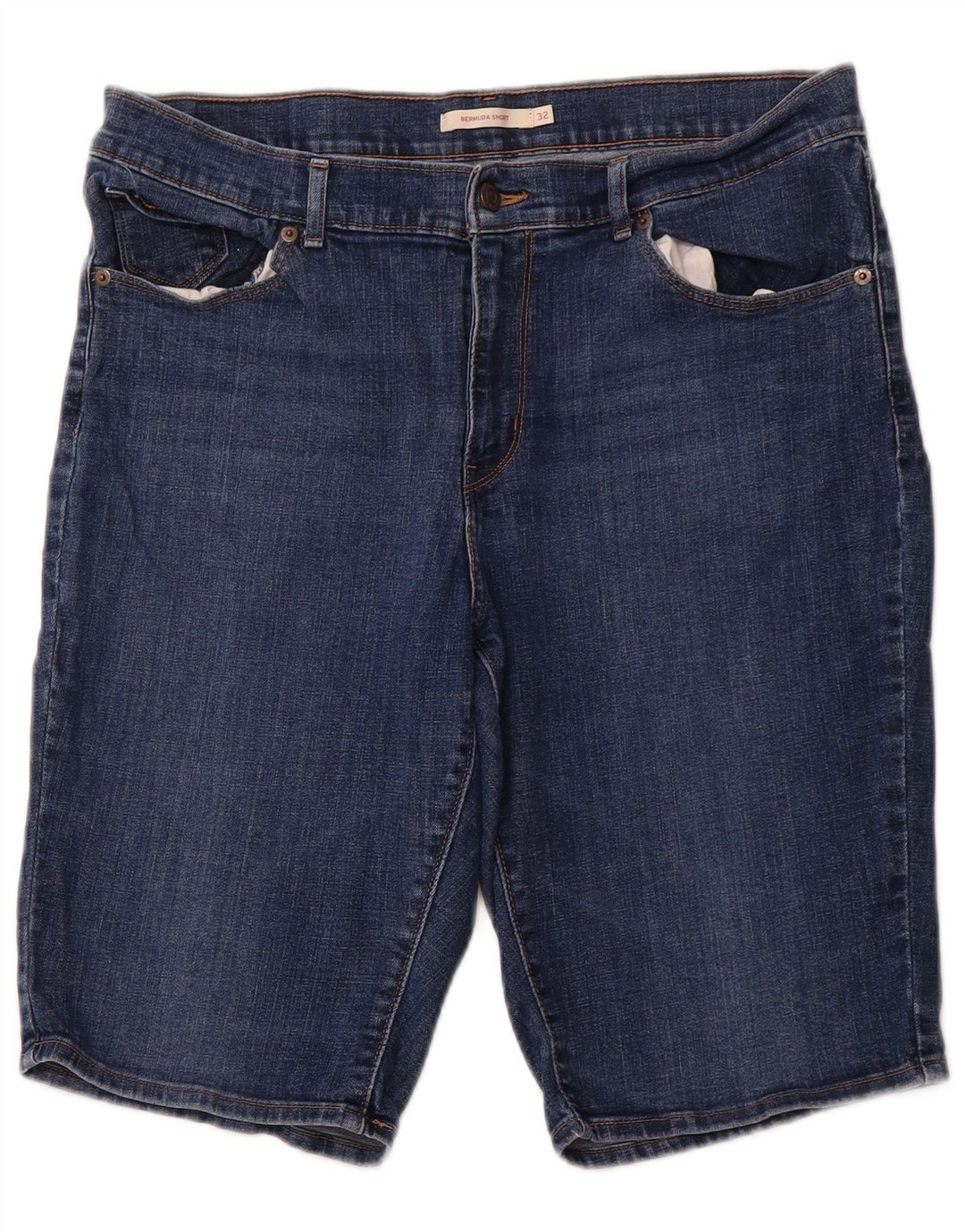 LEVI'S Bermuda da donna in denim, pantaloncini W32 grandi in cotone blu