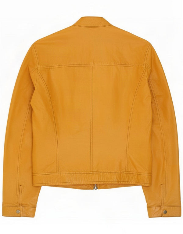 Giacca in pelle da uomo vintage IT 52 XL Giallo