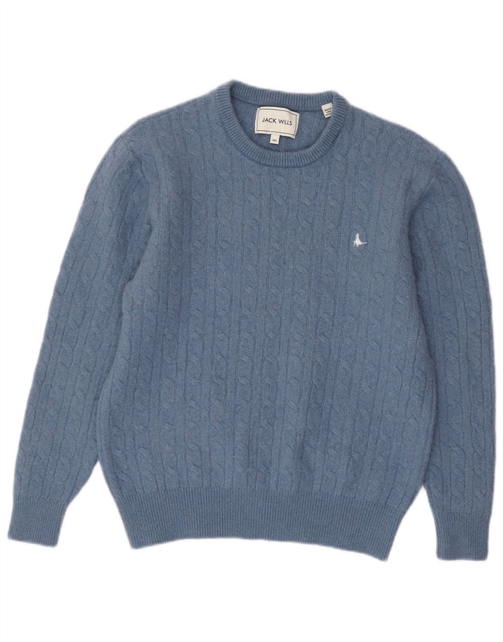 JACK WILLS Maglione maglione girocollo da donna piccolo in lana blu