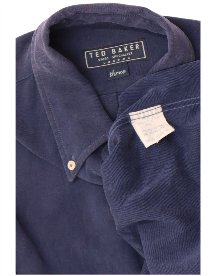 Camicia da uomo Ted Baker taglia 3 media blu navy polinosica
