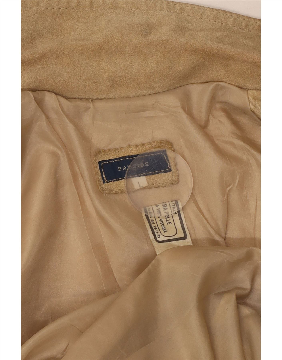 BAYSIDE Womens Suede Jacket UK 14 Large Beige Leather