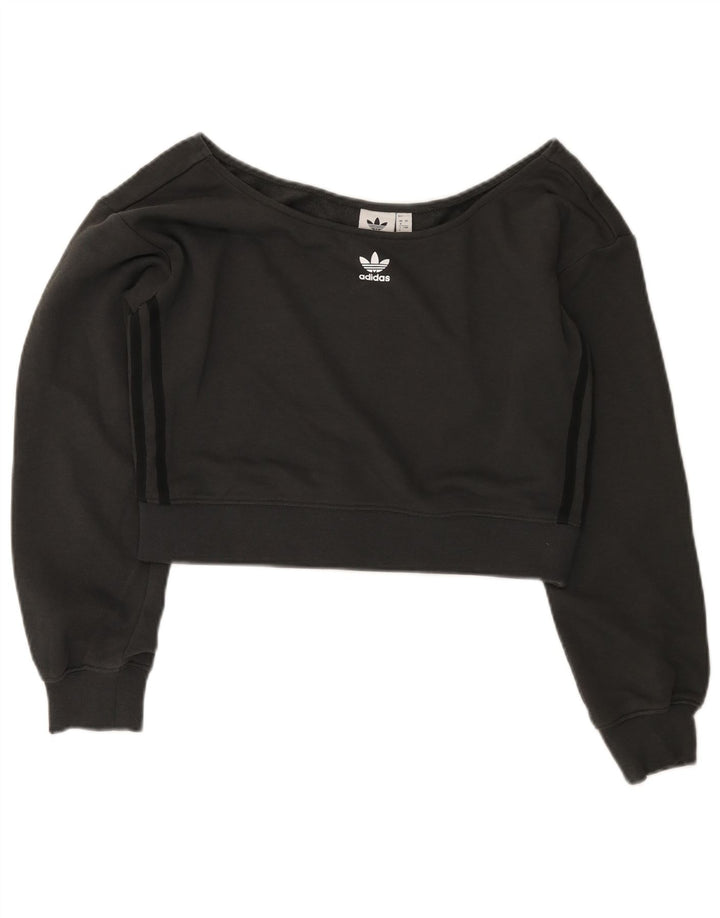 Felpa corta oversize da donna Adidas UK 8 piccola nera