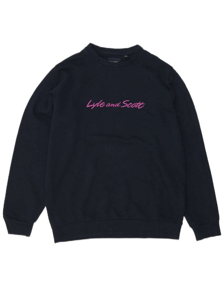 Lyle & Scott Felpa con grafica squadrata da uomo Maglione medio in cotone blu navy
