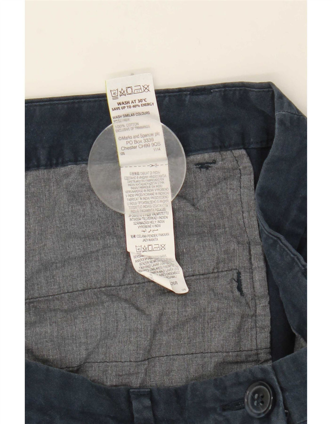 Pantaloncini chino da donna Marks & Spencer UK 12 medi W31 cotone blu navy
