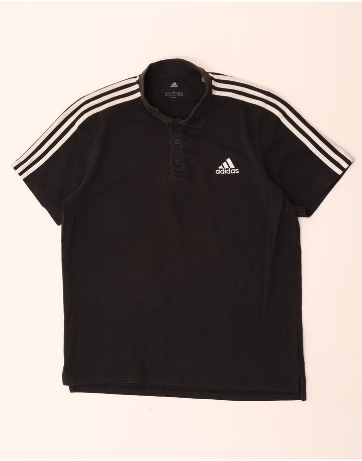 Polo Adidas da uomo grande in cotone nero