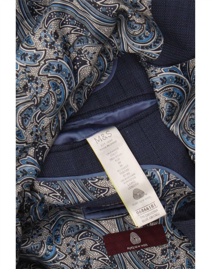 Giacca blazer a 2 bottoni da uomo Marks & Spencer UK 38 lana blu medio