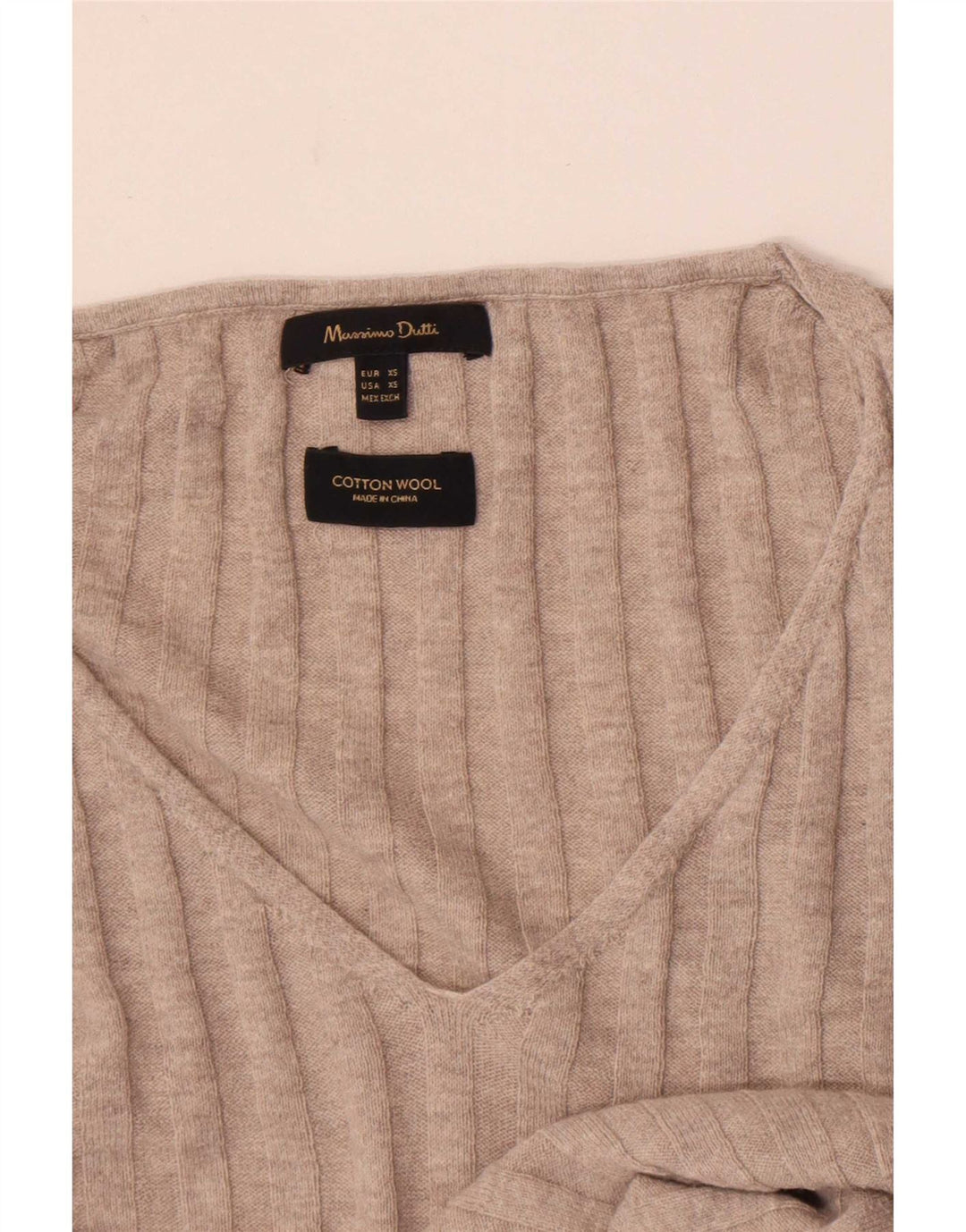 Maglione maglione con scollo a V da donna Massimo Dutti UK 6 XS Beige