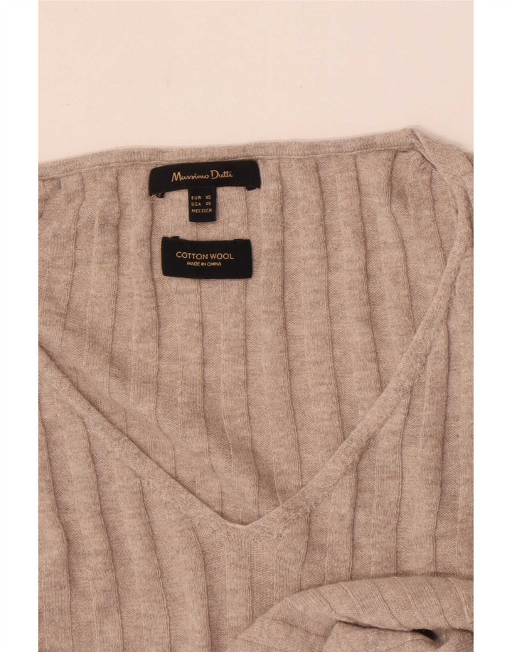 Maglione maglione con scollo a V da donna Massimo Dutti UK 6 XS Beige
