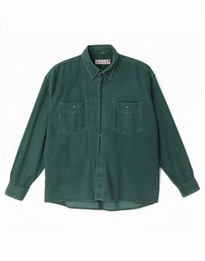 Camicia da uomo in velluto a coste Cajun XL in cotone verde