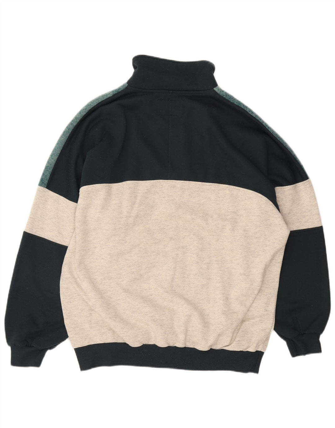 EXTE Felpa da uomo con collo con zip grafica Maglione grande grigio color block
