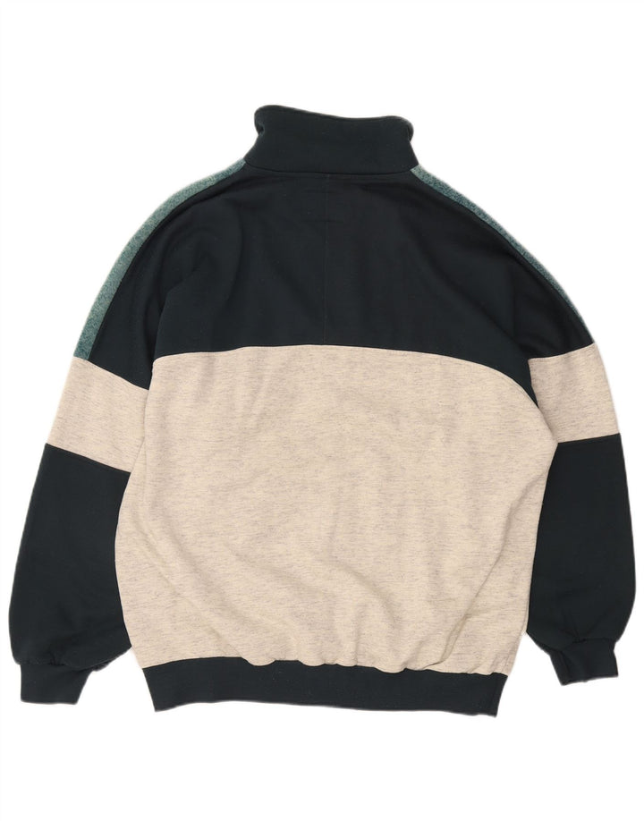EXTE Felpa da uomo con collo con zip grafica Maglione grande grigio color block