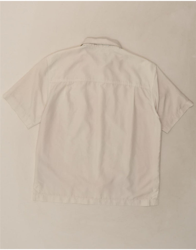 SCHOTT Mens Short Sleeve Shirt Large White Polyester Vintage Schott and Second-Hand Schott from Messina Hembry 