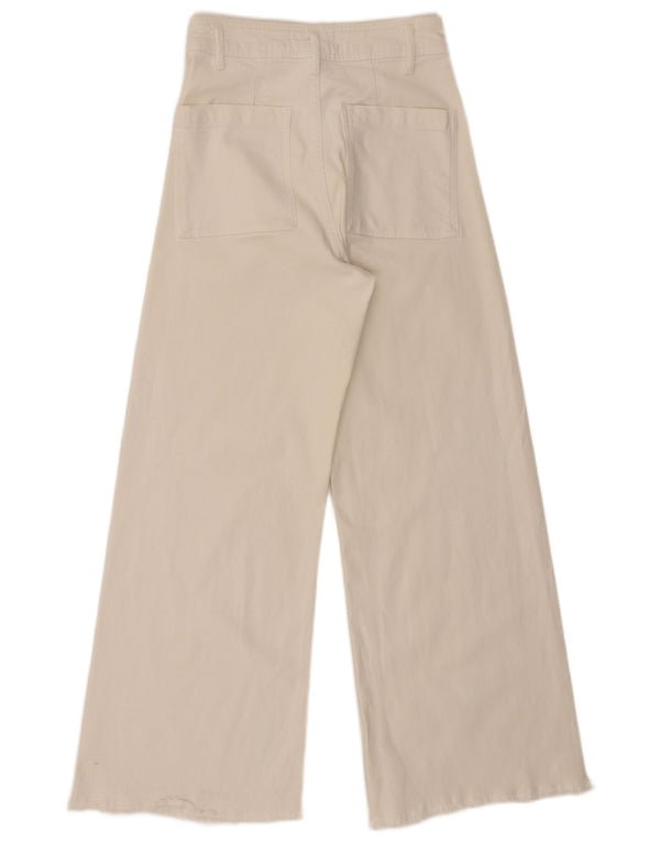 Pantaloni casual a gamba larga a vita alta da donna Zara EU 38 Small W28 L28 Bianco