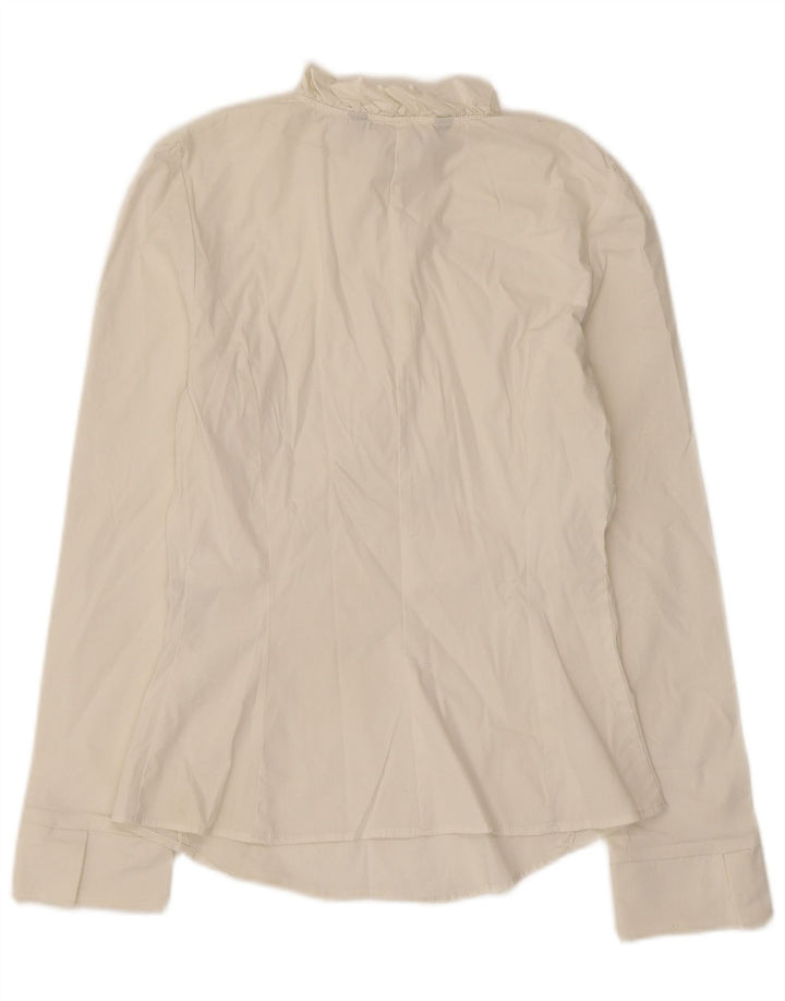Camicia pullover da donna Zara con volant sul davanti UK 8 piccola in cotone bianco