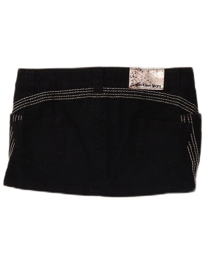 Mini gonna di jeans da donna Calvin Klein W26 piccola in cotone nero