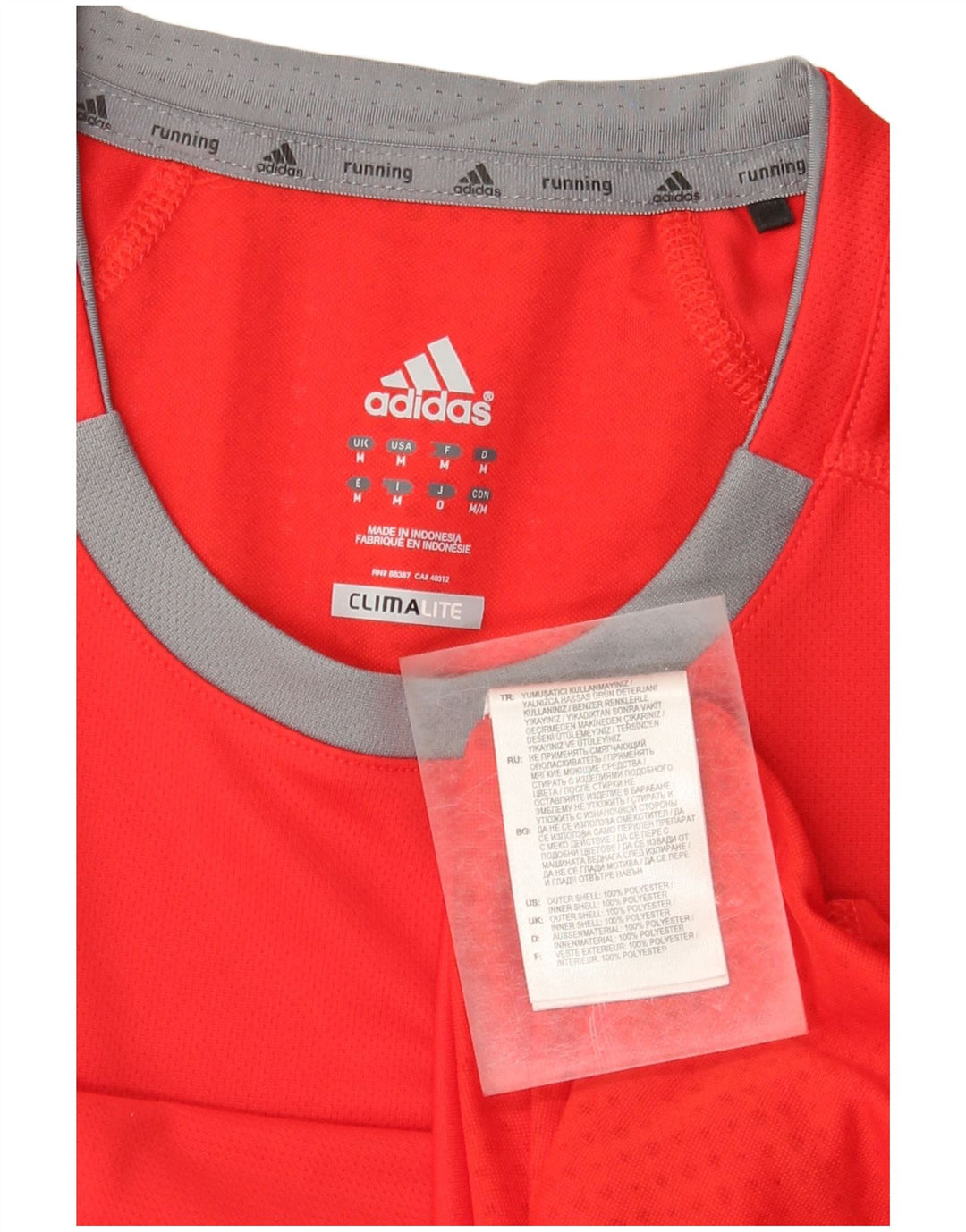 Top ADIDAS Climalite da uomo a maniche lunghe in poliestere rosso medio