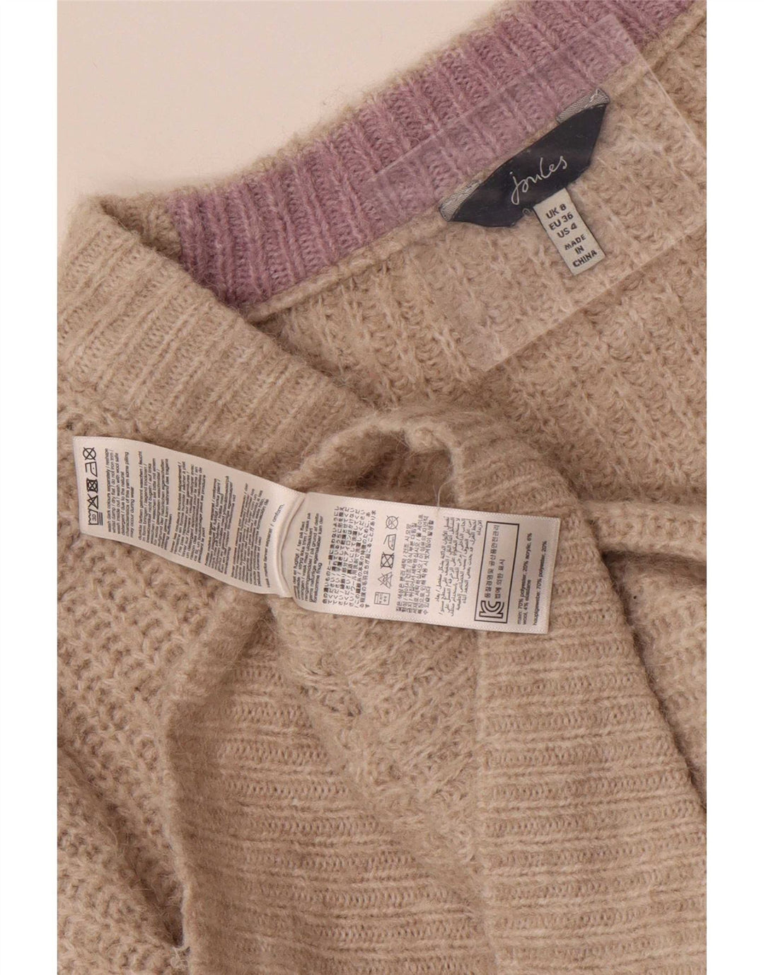 Maglione cardigan oversize da donna Joules UK 8 piccolo poliestere beige