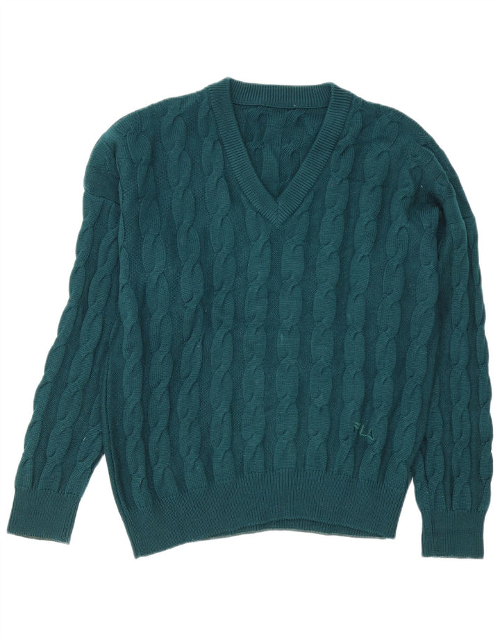 Maglione Fila Uomo con scollo a V IT 52 Large Verde Lana Vergine