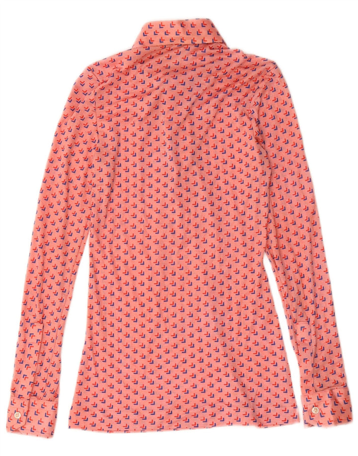 Camicetta pullover da donna vintage UK 8 piccola rosa geometrica