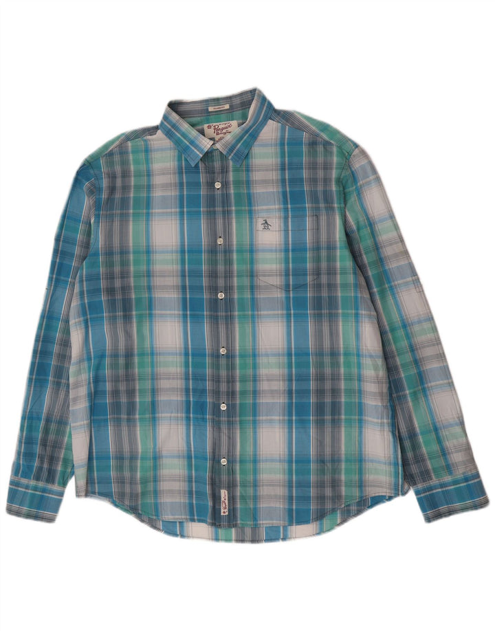 Camicia da uomo Classic Fit Penguin 2XL a quadri blu