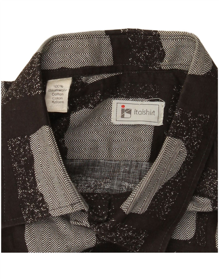 Camicia da uomo vintage in cotone geometrico nero medio